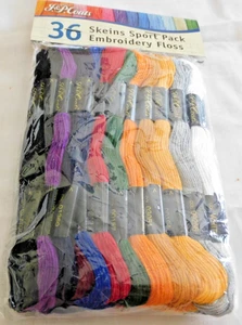 J & P COATS--36 Skeins SPORT Pack Embroidery Floss--6 Strand--100% Cotton - Picture 1 of 3