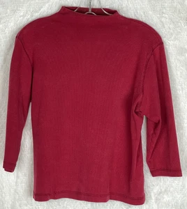 St. John's Bay Mediano 8/10 Granate Manga 3/4 Acanalado Simulado Cuello Tortuga De Colección Años 90 - Imagen 1 de 6