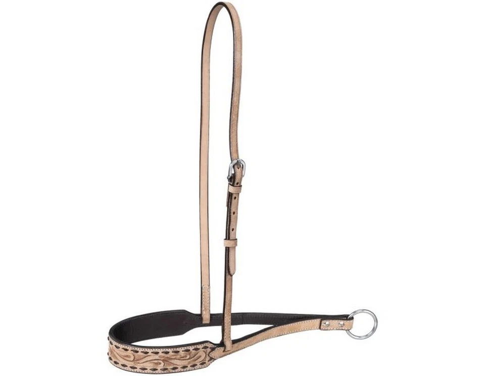 Banda nasal plateada Royal Western Kirby cuero tallado marrón 45-9969 Foto 1 de 1