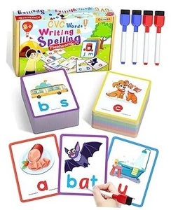 CVC Word Writing & Spelling Flash Cards, Preschool Learning Toddler - Picture 1 of 7