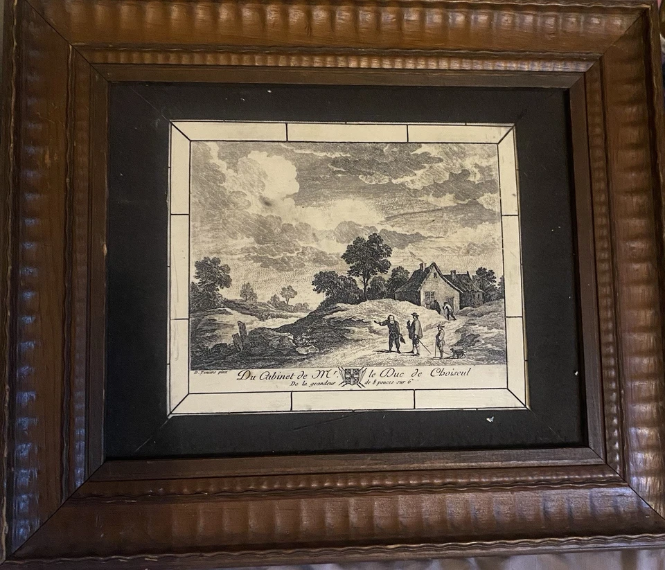 Antiguo gabinete francés grabado paisaje siglo XVII Me Chorval Foto 1 de 1