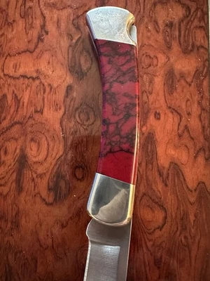 Beautiful Custom Buck 110, With Composite Jasper Grips. Nichol Silver Bolsters. - Image 1 of 4