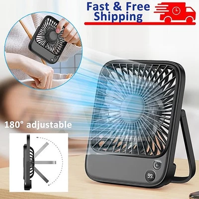 USB Desk Fan 5000mAh Rechargeable Portable Folding 4 Speeds Table Mini Fan US - Image 1 of 4