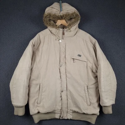 Chaqueta De Colección KARL KANI Para Hombres L Grande Beige Parka Bombardero Puffer Imitación Gamuza Y2K Foto 1 de 4