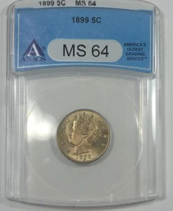 1899 Liberty/"V" Nickel CERTIFIED ANACS MS 64 5c - Picture 1 of 4