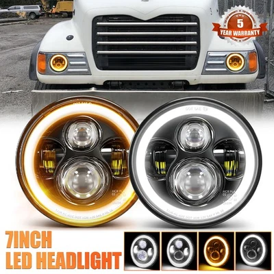 Par de faros LED redondos de 7 pulgadas haz alto/bajo para camiones de volteo Mack Granite CV713 Foto 1 de 4