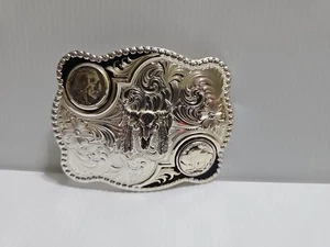 Montana Silversmiths Buffalo Indian Head  Nickel Belt Buckle Skull  - Picture 1 of 12