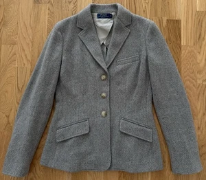 Polo Ralph Lauren Damen grau Wolle Tweed Blazer Größe 8 - Bild 1 von 16