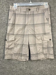 Tony Hawk Boys Size 18 Gray & Black Plaid Striped Adjustable Waist Shorts EUC - Picture 1 of 4