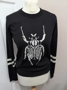 Jersey Paul Smith Escarabajo Estampado de Insectos Ligero 100% Lana Merino en Negro Talla S - Imagen 1 de 5