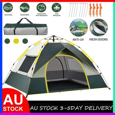 3-4 Man Automatic Instant Layer Pop Up Camping Tent Waterproof Outdoor Shelter - image 1 of 4
