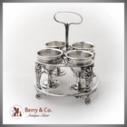 Egg Stand George Burrows 4 Cups Figural Shell Feet Sterling Silver 1819 London
