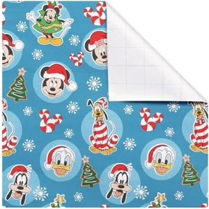 60 sq ft Disney Mickey Minnie Blue Christmas Gift Wrap Wrapping Paper 1 Roll - Picture 1 of 5