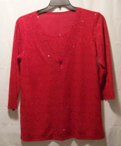Red Glitter 2Pc Top Size Large - Picture 1 of 7