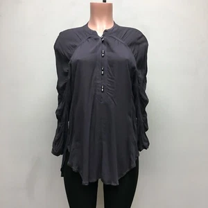 Maeve Womens Dark Gray Long Sleeve Button High Low Hem Ruffle Rayon Blouse S $88 - Picture 1 of 8