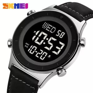 SKMEI Sport Watch Men Leather Wristwatch Digital LED Watches for Business Male - Picture 1 of 36