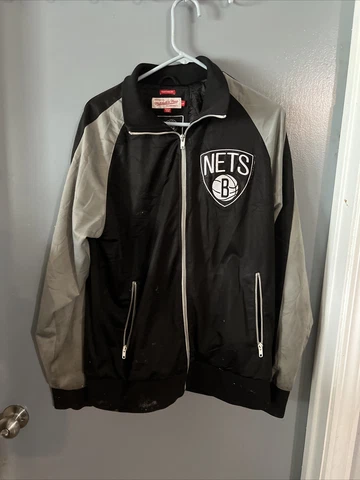 Mens Mitchell & Ness Brooklyn Nets Warm Up Full Zippered Jacket/ Jersey Size L Cover
