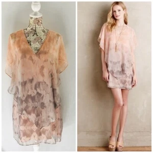 The Addison Story Efate Silk Dress Size Medium Peach Gray V Neck - Picture 1 of 12