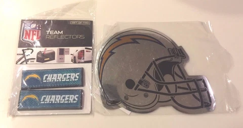 San Diego Chargers NFL Team Reflectors Pack & Chrome Magnet Helmet Sticker HQ SD Cover