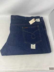 VINTAGE 70S 80S RAW DENIM SADDLE KING JEANS 50 X 32 NOS DEADSTOCK USA - Picture 1 of 15