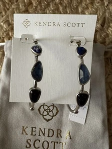 Kendra Scott Women’s Blue Stone Silver Hoop Earrings NWT $125.00 - Picture 1 of 2