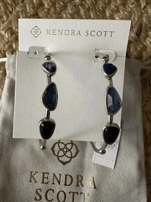 Kendra Scott Women’s Blue Stone Silver Hoop Earrings NWT $125.00 - Image 1 of 2