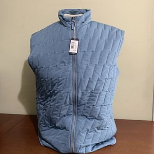 Johnnie-O Belfry Mens Medium Mid Blue Quilted Full Zip Golf Fashion Vest New - Picture 1 of 7