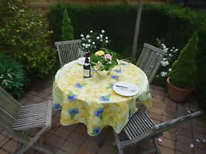 Tablecloth Provence 180cm Round Lavender Yellow France Non Iron Anti Stain - Picture 1 of 6