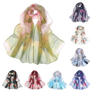 Damen Lotus Blumen Chiffon Schal Tuch Halstuch lang weich dünn Kopftuch Tücher - Bild 1 von 18