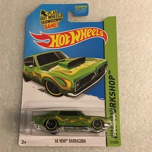 2015 Hot Wheels #213 HW Workshop-Heat Fleet '68 HEMI BARRACUDA Green Var. B147 - Picture 1 of 9