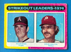 1975 Topps #312 Nolan Ryan/Steve Carlton Strikeout Leaders - 1974 VG/EX J34 - Foto 1 di 2