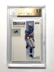 2007 PLAYOFF NFL PLAYOFFS #P-3 CALVIN JOHNSON (RC) - BGS 9.5 GEM MNT - Picture 1 of 2