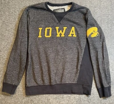 Iowa Hawkeyes  Crewneck Sweatshirt ColosseumSize XL Black / Grey Pullover Sleeve - Image 1 of 4
