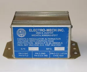 Regulador de voltaje Beech Electro-Mech EM2070-5 28V P/N 36-380056-5 - Imagen 1 de 3