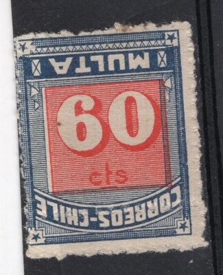 CHILE, SOFICH #M 54 a, INVERTED NUMBER, DOUBLE PERFORATION ON THE BACK TAXE, MNH - Image 1 of 2