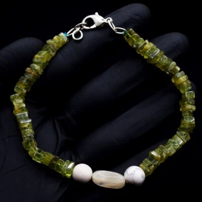85 Cts Most Beautiful Perenite & Howlite Square Shape Beaded Bracelet VK 05 E655 - Image 1 of 3