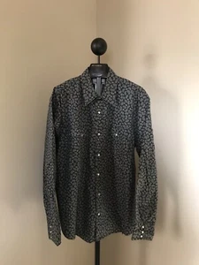 Wrangler Wrancher Black Paisley Pearl Button Front Long Sleeve Shirt Men's XL - Picture 1 of 7