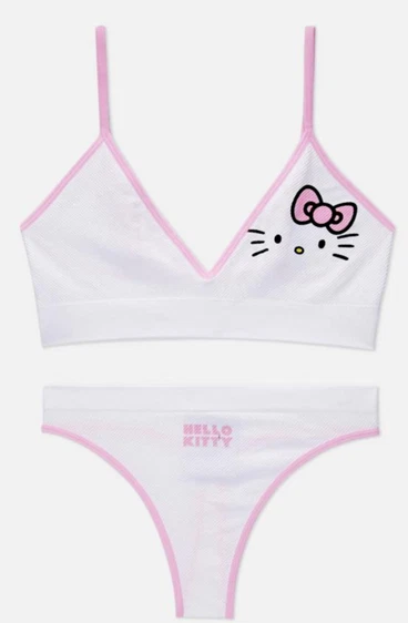 Bralette y tanga triángulo sin costuras blanco de Hello Kitty Foto 1 de 2