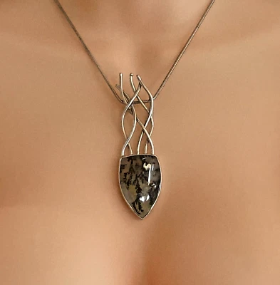 Artisan Made Dendritic Quartz Sterling Silver Pendant Necklace - Image 1 of 4