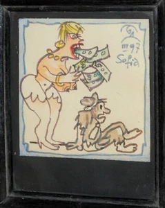Boris Dimovski (1925 - 2007) acuarela pintura caricatura - Imagen 1 de 8