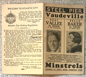 TARJETA PUBLICITARIA ATLANTIC CITY STEEL PIER AÑOS 30 RUDY VALLEE, BELLE BAKER, CHEVALIER (#1) - Imagen 1 de 2