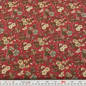 Vintage Joan Kessler Concord Florals on Burgundy Cotton Fabric by the HALF YARD - Picture 1 of 2
