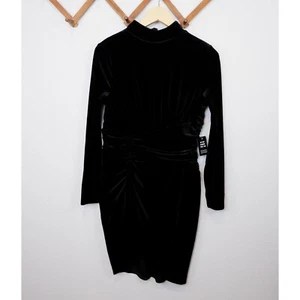 NEW Express Womens Black Velvet Mock Neck Long Sleeve Party Dress, med - Picture 1 of 11
