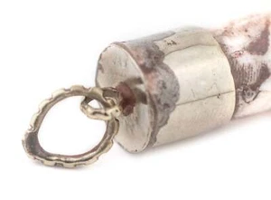 Silver Capped Conch Shell Tooth Pendant 60mm Nepal White Large Hole - Picture 1 of 1
