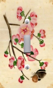 Light Switch Plate & Outlet Covers ORIENTAL CHERRY BLOSSOM & BUDS & BEE - Picture 1 of 26