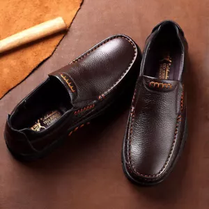 Men's Casual Leather Loafers Shoes Breathable Driving Slip on Moccasins Shoes - Picture 1 of 19