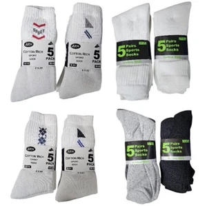 20 Paia Calze Sportive Uomo Cotone Ricco Suola Cuscino Calzini Nero e Bianco Taglia 6-11 - Foto 1 di 5