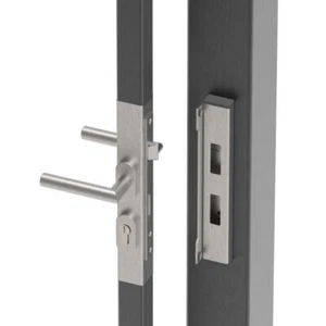 Set Beschlag Drückergarnitur Edelstahl Gartentür Gartentor Hoftür Tür 40x40mm - Picture 1 of 10