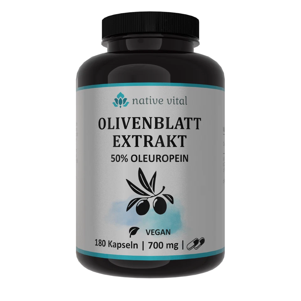 Olivenblatt Extrakt 180 Kapseln 50% Oleuropein Vegan 700mg Olive Leaf Halal - Bild 1 von 4
