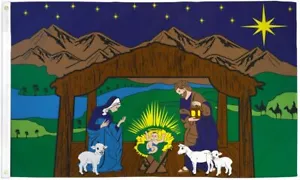 Nativity Scene Flag 3x5ft Holiday House Flag Seasonal Decor Christmas Flag - Picture 1 of 4